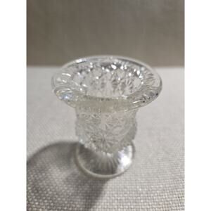Vintage L.E. Smith Clear Glass Daisy and Button Urn Toothpick Holder Pedestal